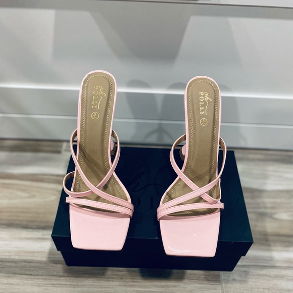 Oh Polly “Cross my path” strappy mule heels - Light pink - Picture 3 of 9